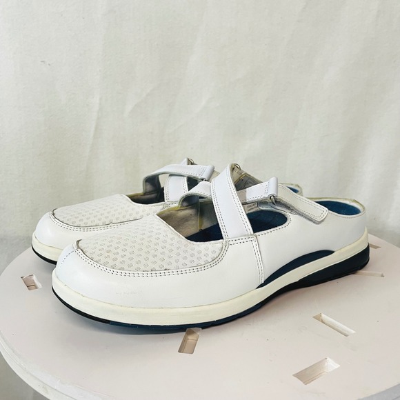 Drew Shoes Constellation White Leather Mesh Adjustable Strap Clogs Womens 11M - Picture 1 of 12
